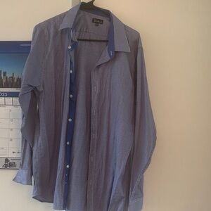 Galaxy By Harvic Men's Blue Patterned Dress Shirt